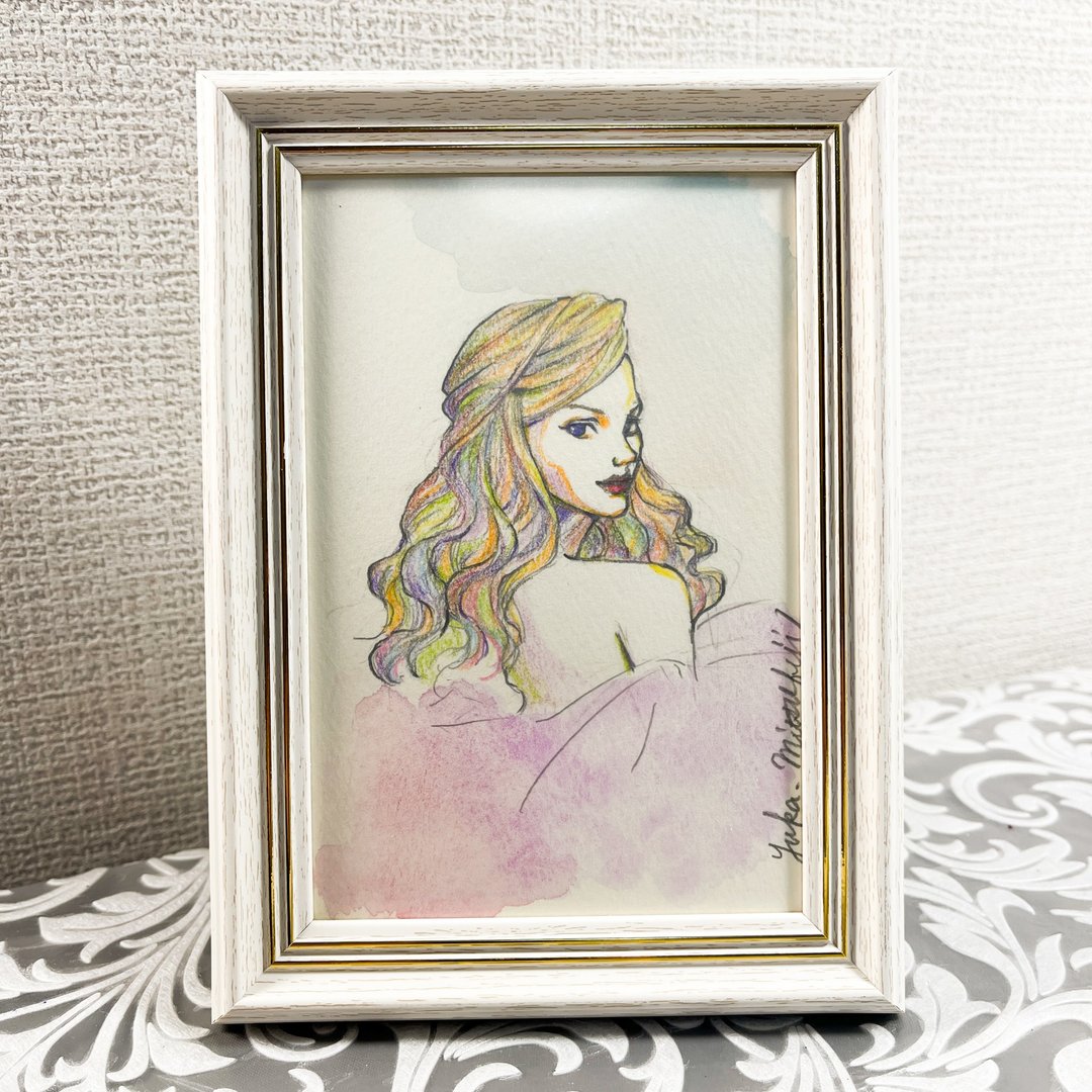 日本艺术家手绘水彩画 美丽女性插画 - 海报/装饰画/版画 - 纸 咖啡色