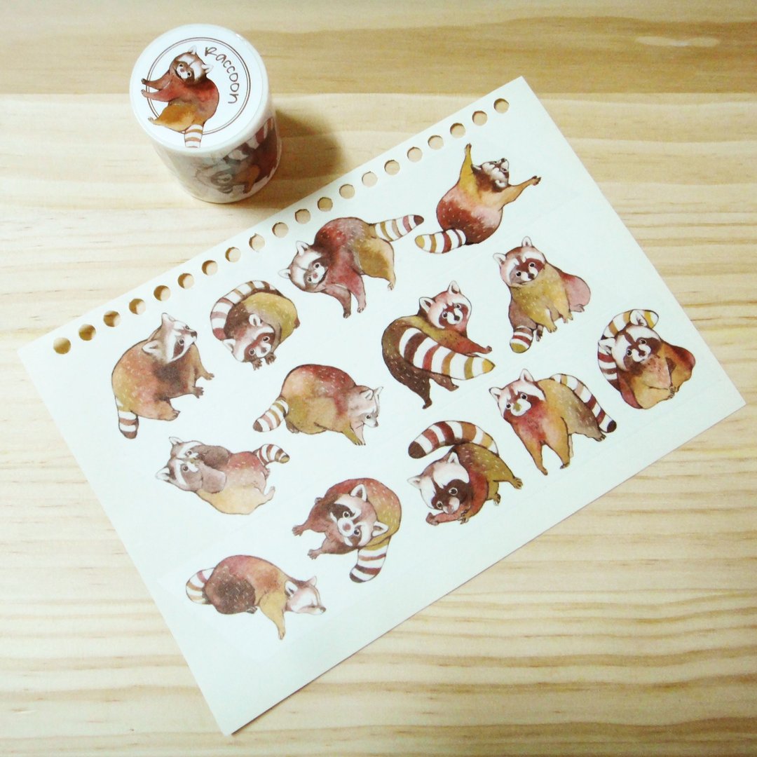 歪的工作室-浣熊纸胶带Raccoon Masking tape - 纸胶带 - 纸 