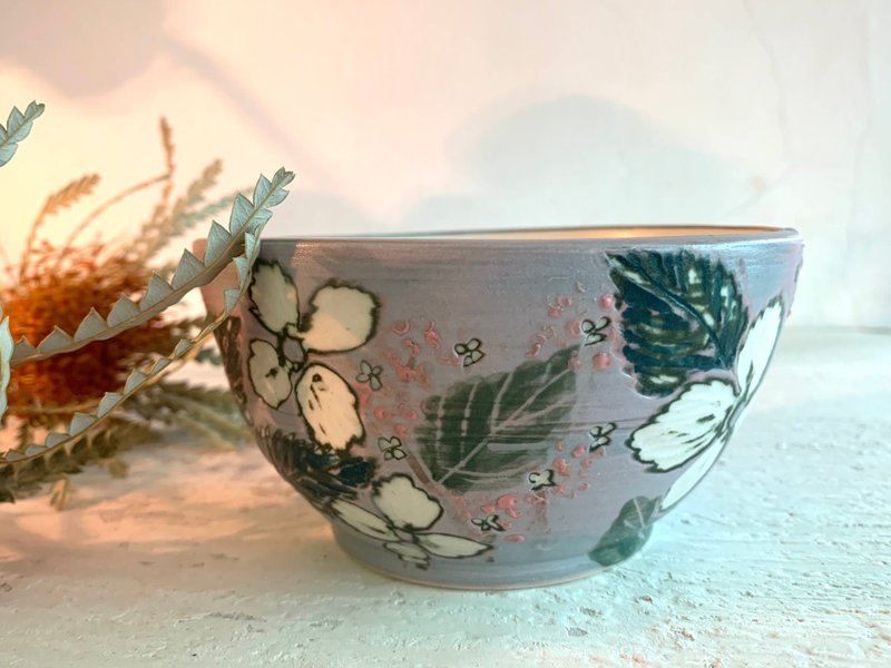 藤绣球之舞汤碗_陶瓷餐碗 - 碗 - 瓷 灰色