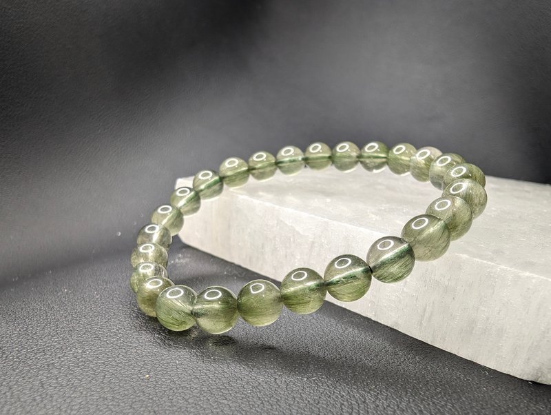 顺发绿发晶 Green Rutilated Quartz 巴西 7mm 手串 天然水晶 - 手链/手环 - 水晶 绿色