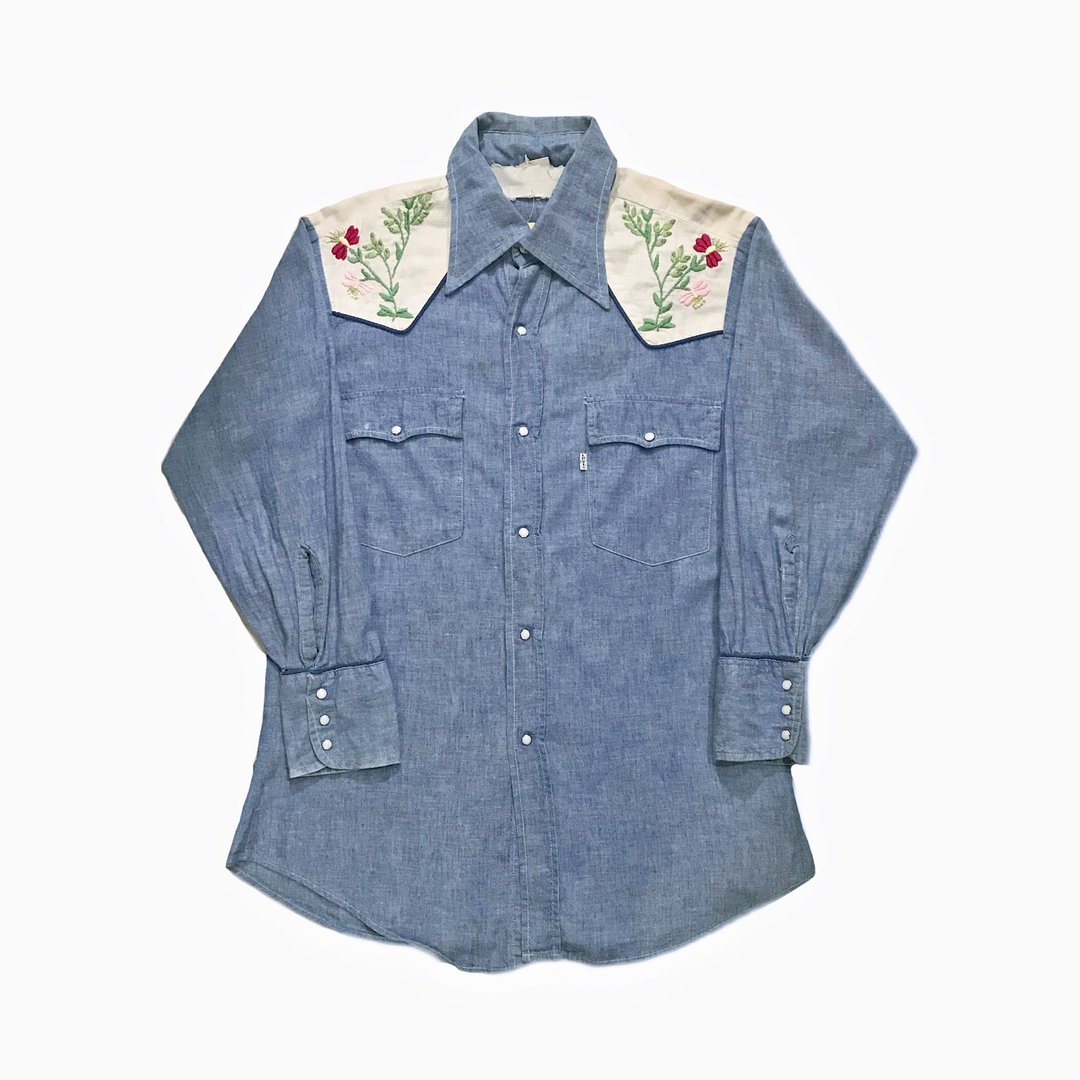 Vintage 70s Levis Embroidered Western Shirt 手工刺绣西部衬衫 - 男装衬衫 - 棉．麻 多色