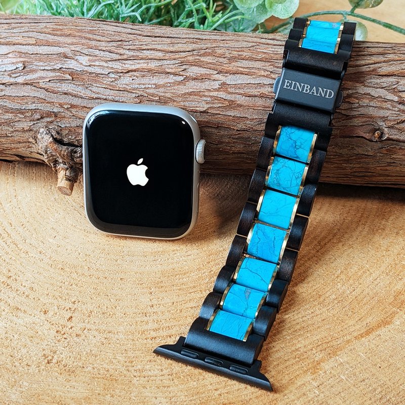 【天然木质表带】EINBAND Apple Watch 20mm 土耳其石x檀木 - 女表 - 木头 黑色