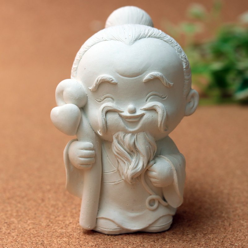 净念吉祥小佛之月下老人 精油可加选 圭藻土Q版公仔 - 玩偶/公仔 - 其他材质 白色