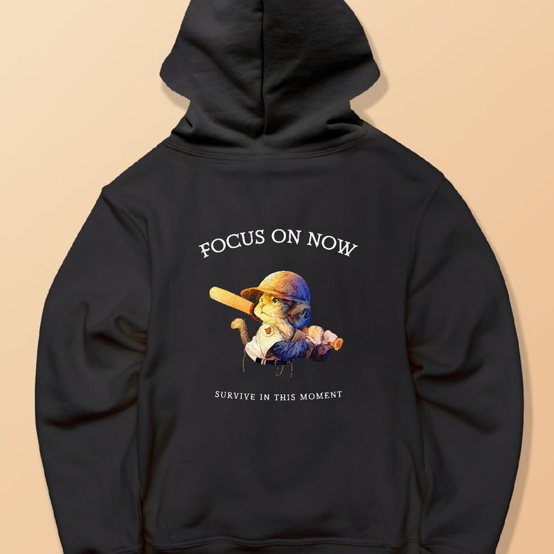 FOCUS ON NOW TIGER CAT / 厚实纯棉布料 / 全开拉链连帽衫 - 其他 - 棉．麻 白色