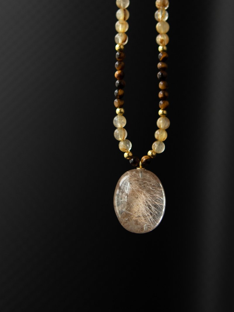 天然金发晶 吊坠项链 招财 - 项链 - 水晶 