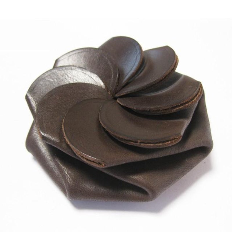 One-touch coin case<D.ブラウン> - 零钱包 - 真皮 