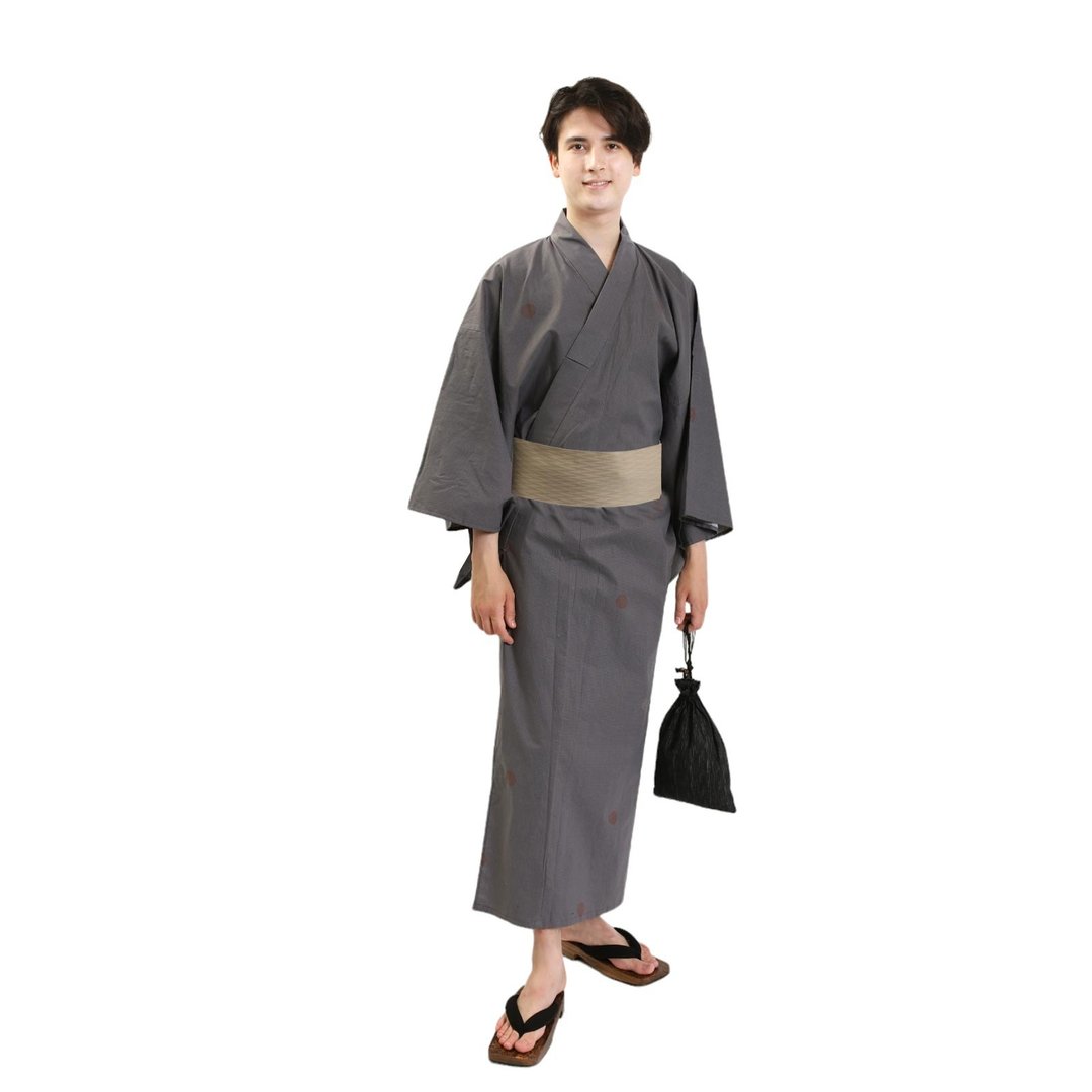 日本 和服 男 绵 浴衣 腰封 2 件 套组 L Z35-a3 yukata - 其他 - 棉．麻 咖啡色