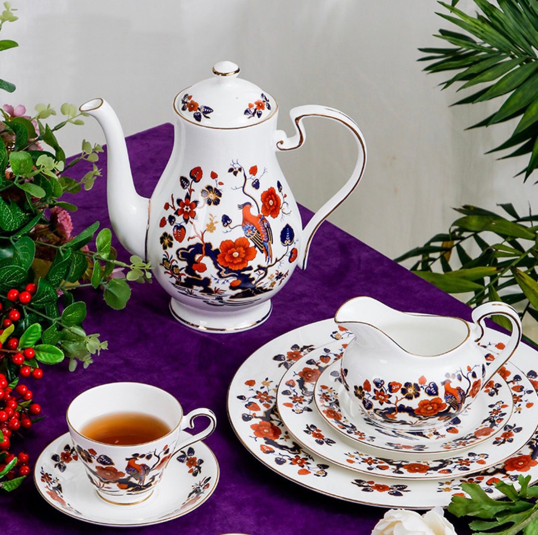英国Aynsley 天堂鸟系列 骨瓷约克茶壶/杯盘组/餐盘15/20/27cm - 茶具/茶杯 - 瓷 多色