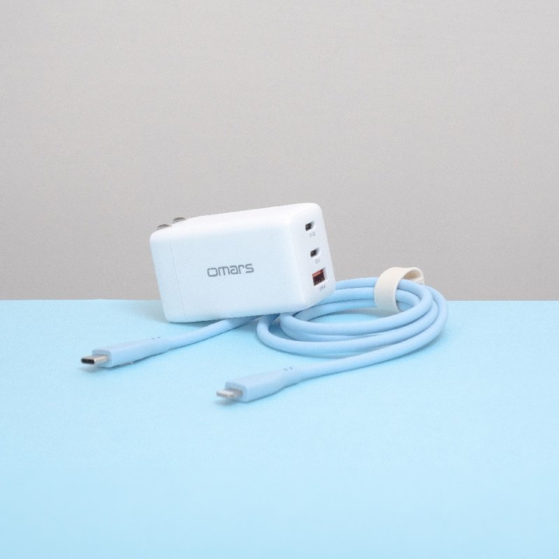 omars 炫彩快充组(GaN67W充电头+炫彩Type-C to Lightning线) - 手机配件 - 其他材质 蓝色
