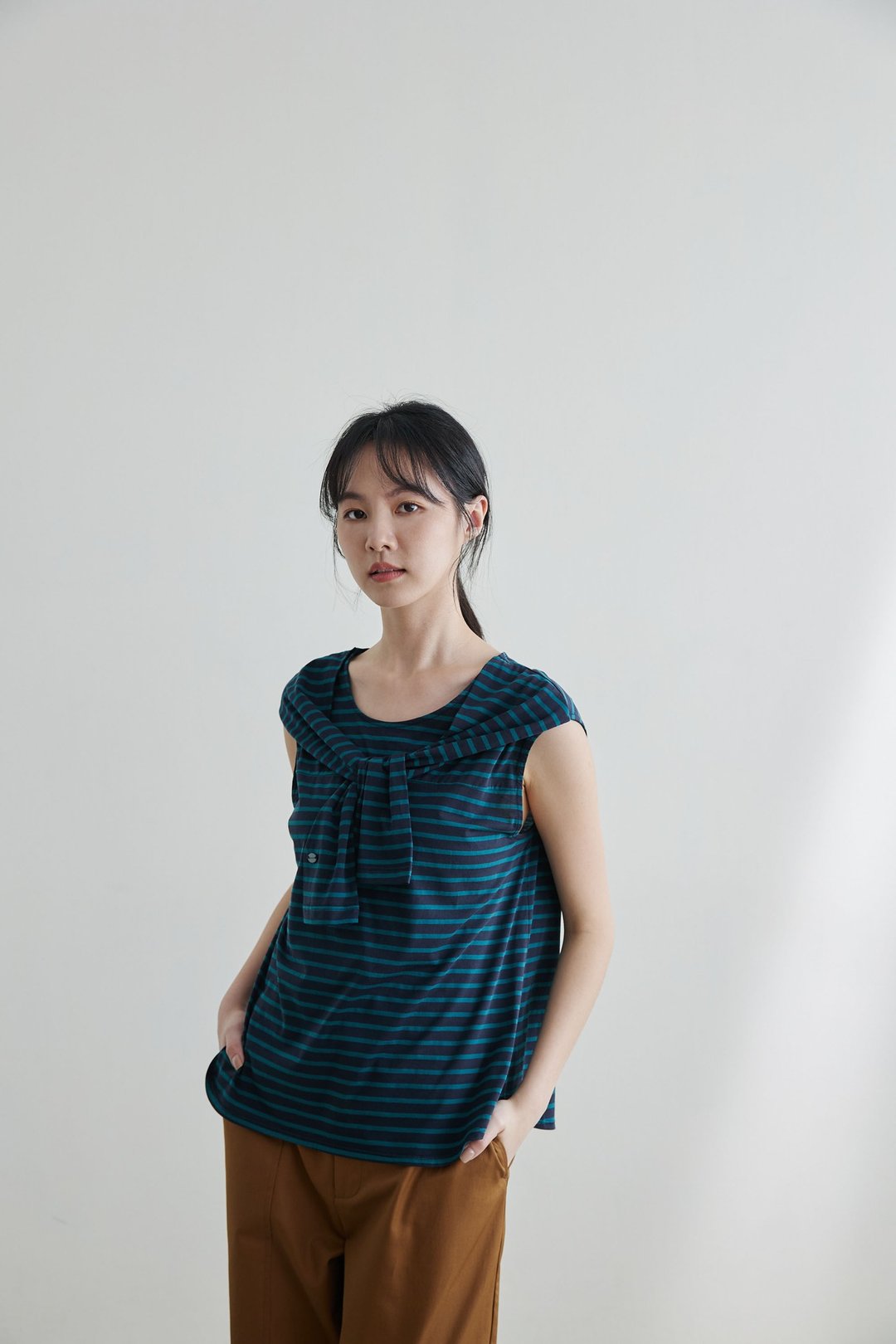 小说第五页条纹上衣-甘草薄荷 - 女装上衣 - 棉 多色