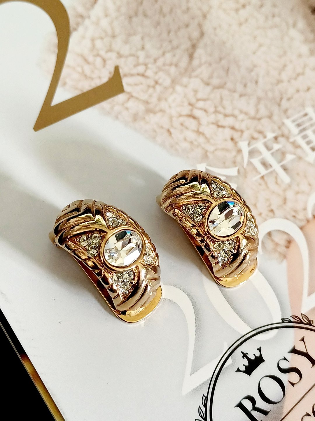 vintage jewelry   Vendome 古董闪耀莱茵 夹式耳环 - 耳环/耳夹 - 其他金属 
