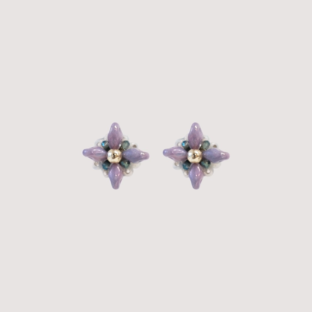 星芒耳环 - 紫 耳针/耳夹 - 耳环/耳夹 - 玻璃 紫色