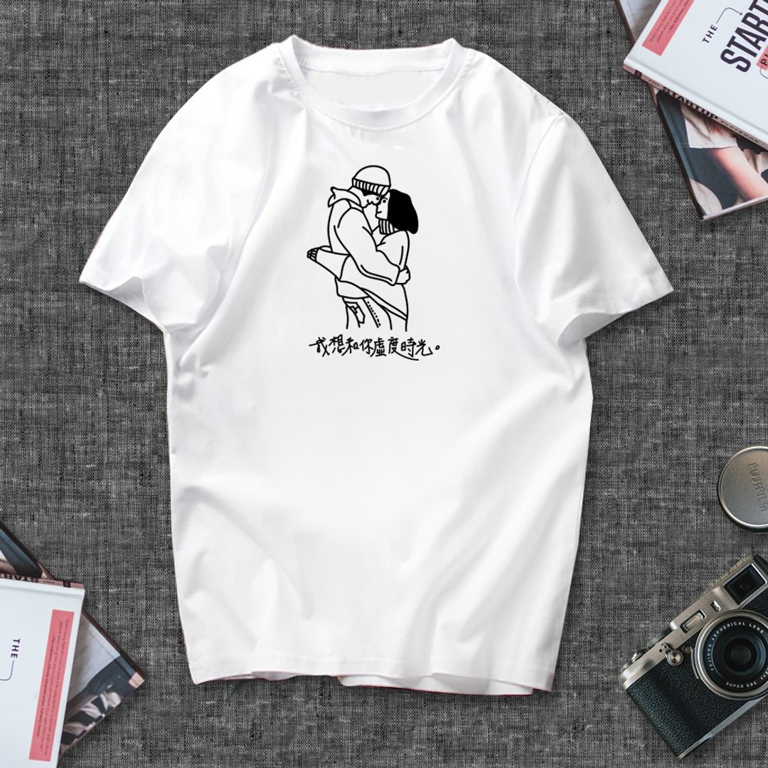 【定制】似颜绘/人像插画/短袖t恤 - 男装上衣/T 恤 - 棉 白色