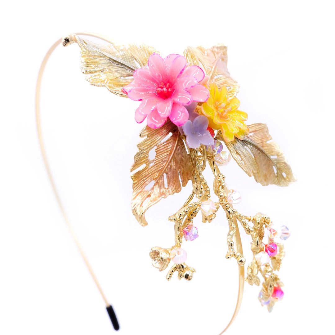 Zinnia : 手造树脂黏土花海美人鱼头箍 - Pamycarie 手工制作饰品 - 发饰 - 粘土 粉红色
