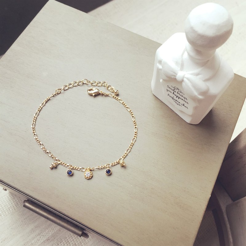 蓝宝石花钻细手链 - 手链/手环 - 其他金属 蓝色