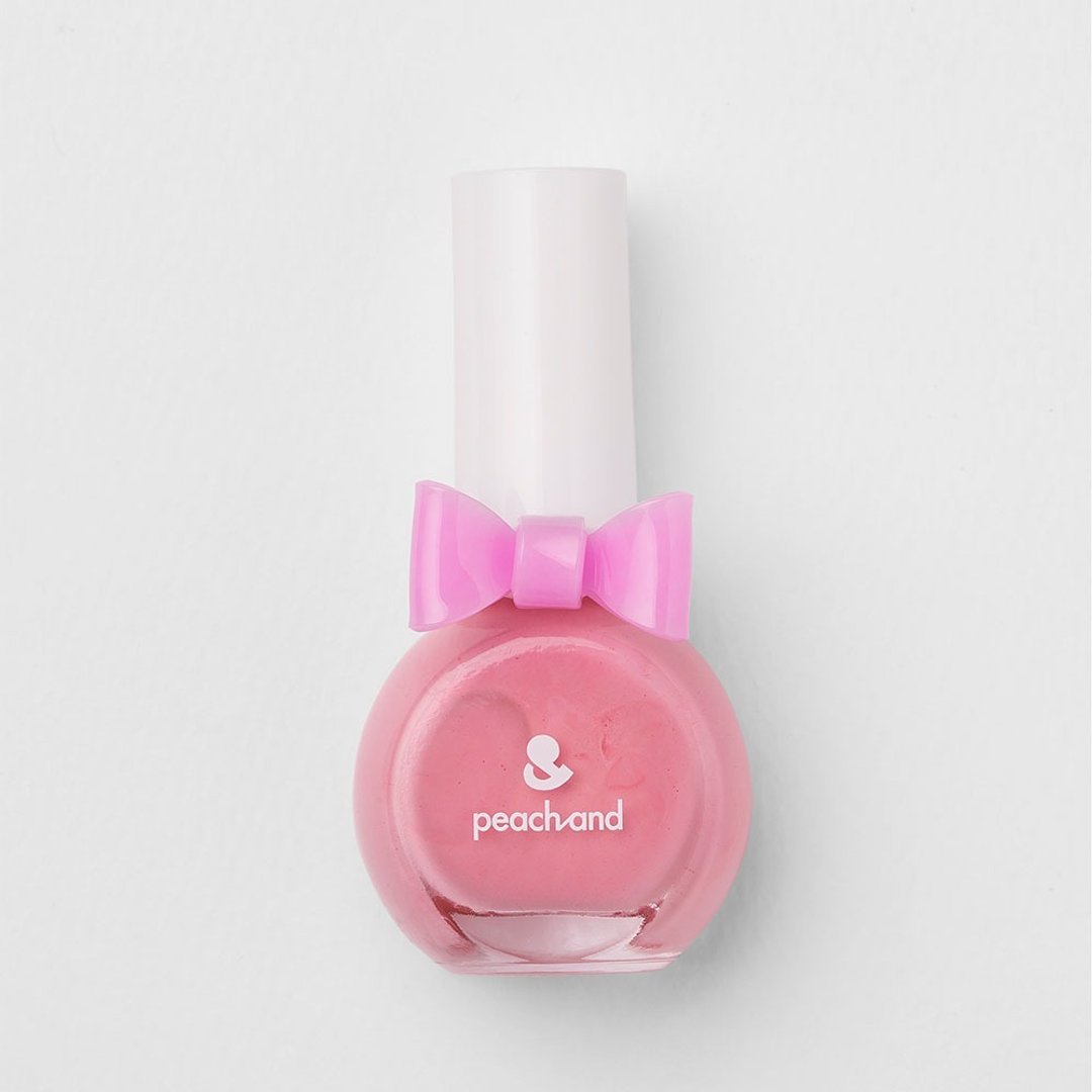 【peachand】儿童安全水溶性蝴蝶结指甲油(附戒指)泡泡糖公主粉43 - 指甲油/指甲贴 - 其他材质 粉红色