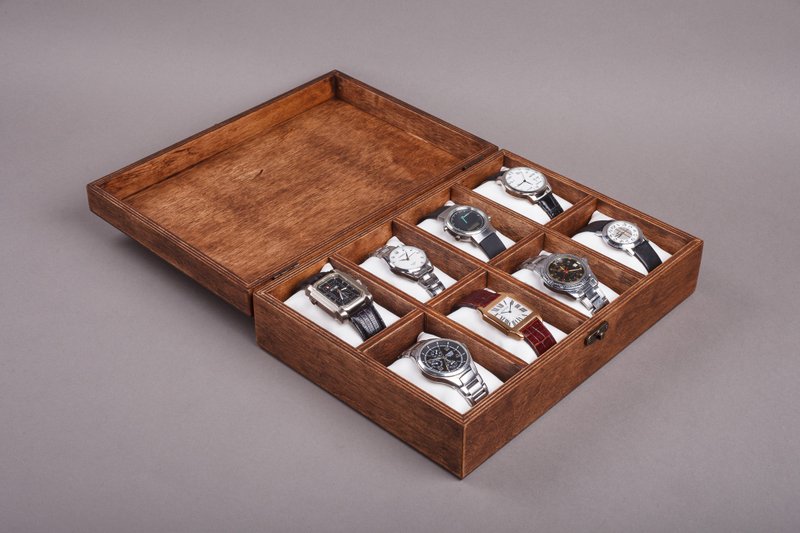 定制化木制手表盒 - 手表雕刻展示和保存盒 - 摆饰 - 木头 