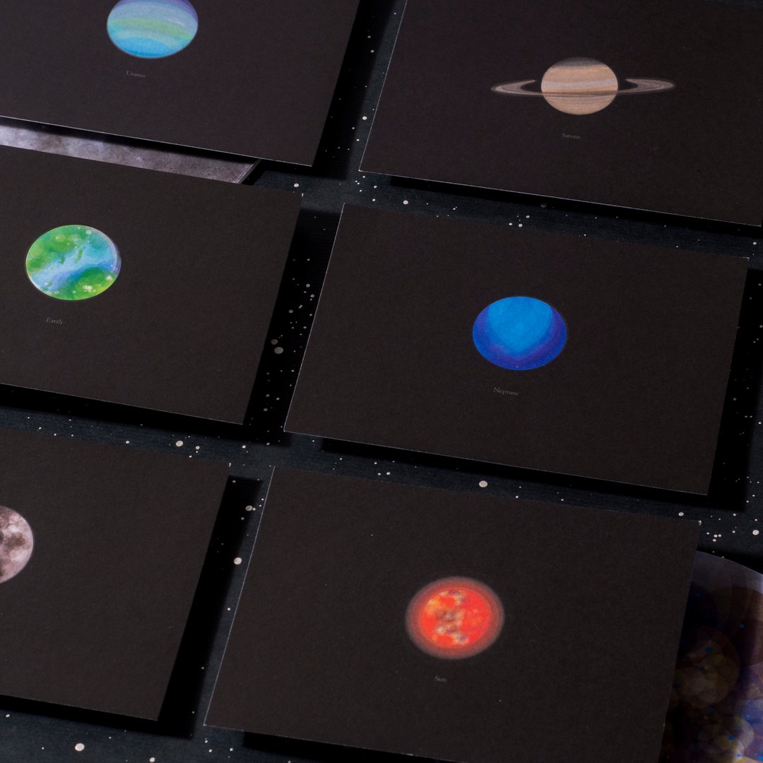 行星系列明信片组 / 套组11张 - 卡片/明信片 - 纸 黑色