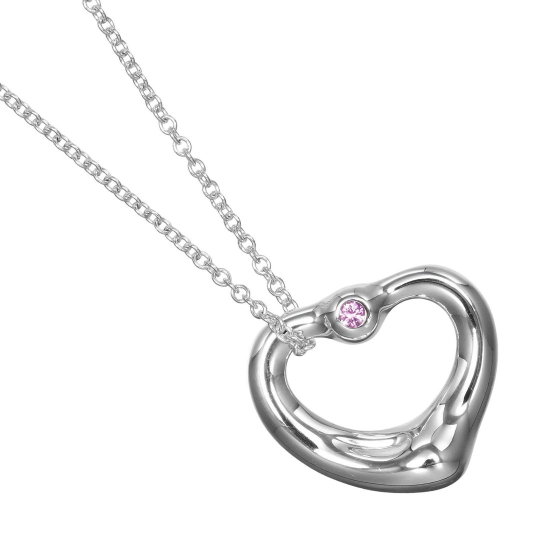 【日本直送】蒂芙尼 TIFFANY&Co. 经典爱心项链 银 925 粉色蓝宝石 约 3.64g【二手】A 级 - 项链 - 银 银色