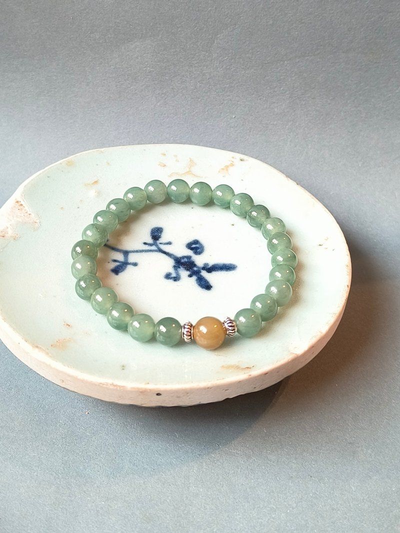 天然缅甸冰胶湖水绿 × 黄翡 串珠手链 - 手链/手环 - 玉石 绿色