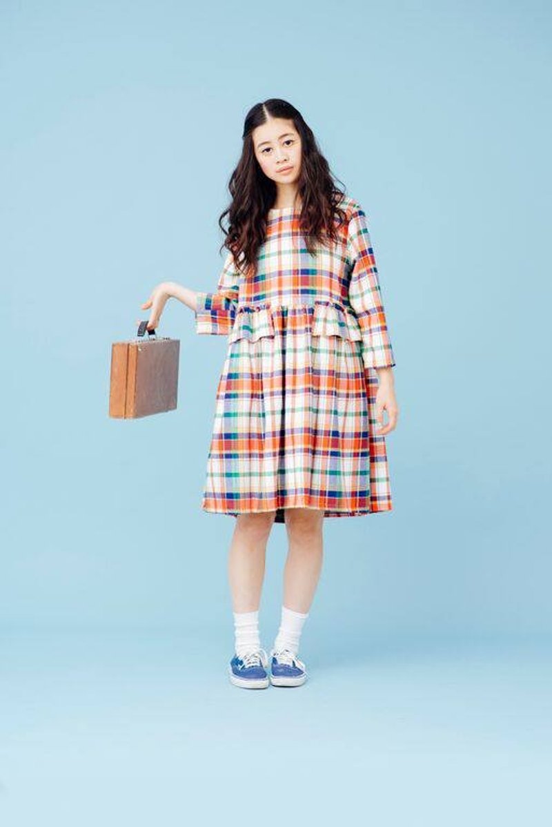 YML 格纹窄版洋装 - 洋装/连衣裙 - 其他材质 红色