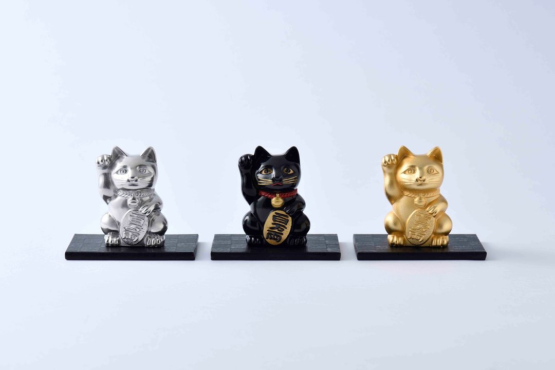 【预订】日本制 银雅堂锡制招财猫 - 摆饰 - 其他金属 金色