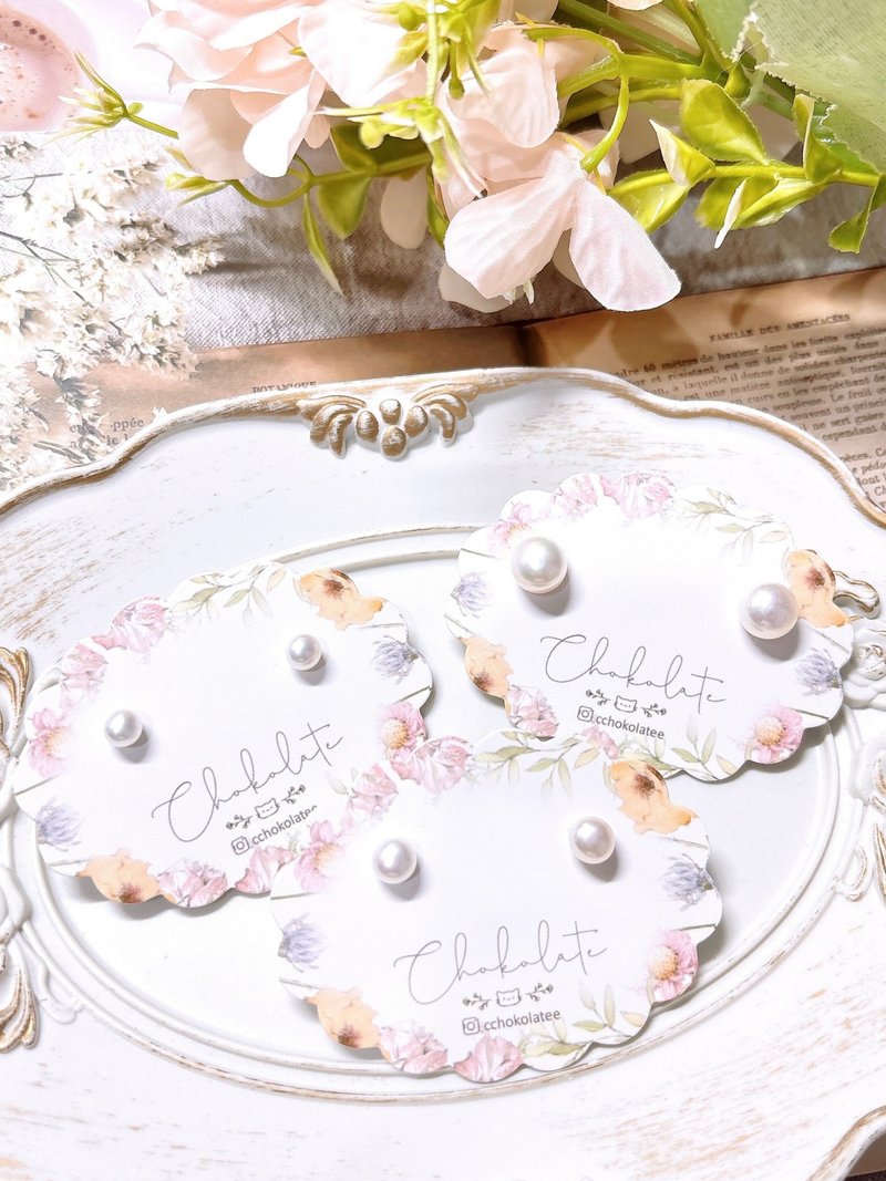 高品质极光天然珍珠耳环 纯银 圣诞礼物 送礼 freshwater pearl - 耳环/耳夹 - 珍珠 白色