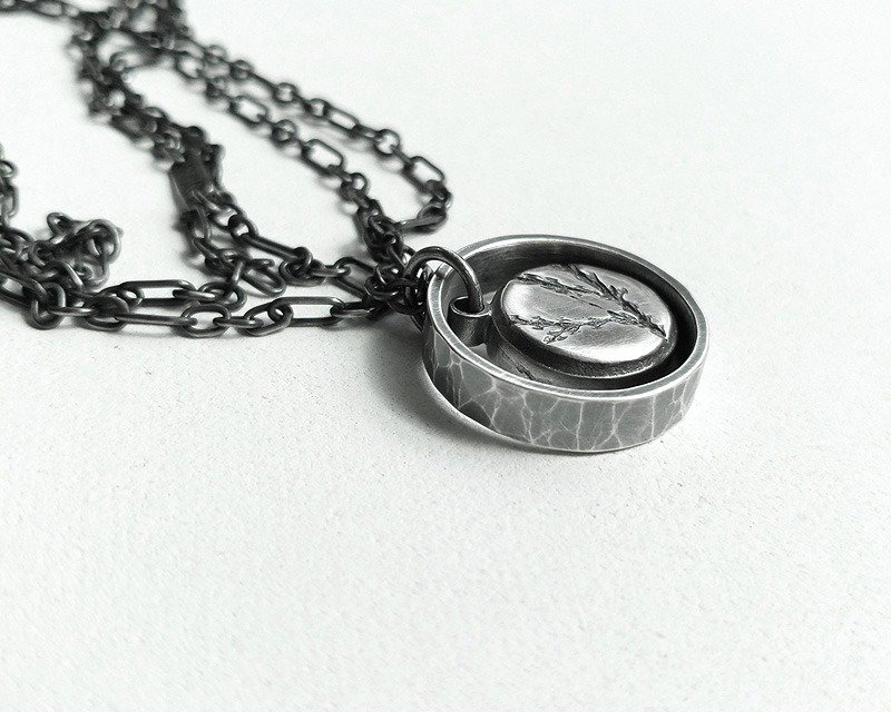 拓印Ⅱ  925银 手工银长链（Ag No. 035 ） - 项链 - 其他金属 灰色