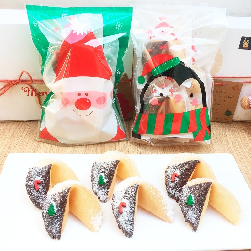 幸运签饼 圣诞雪花黑巧克力 手工现烤幸运饼干 圣诞节礼物 - 手工饼干 - 新鲜食材 红色