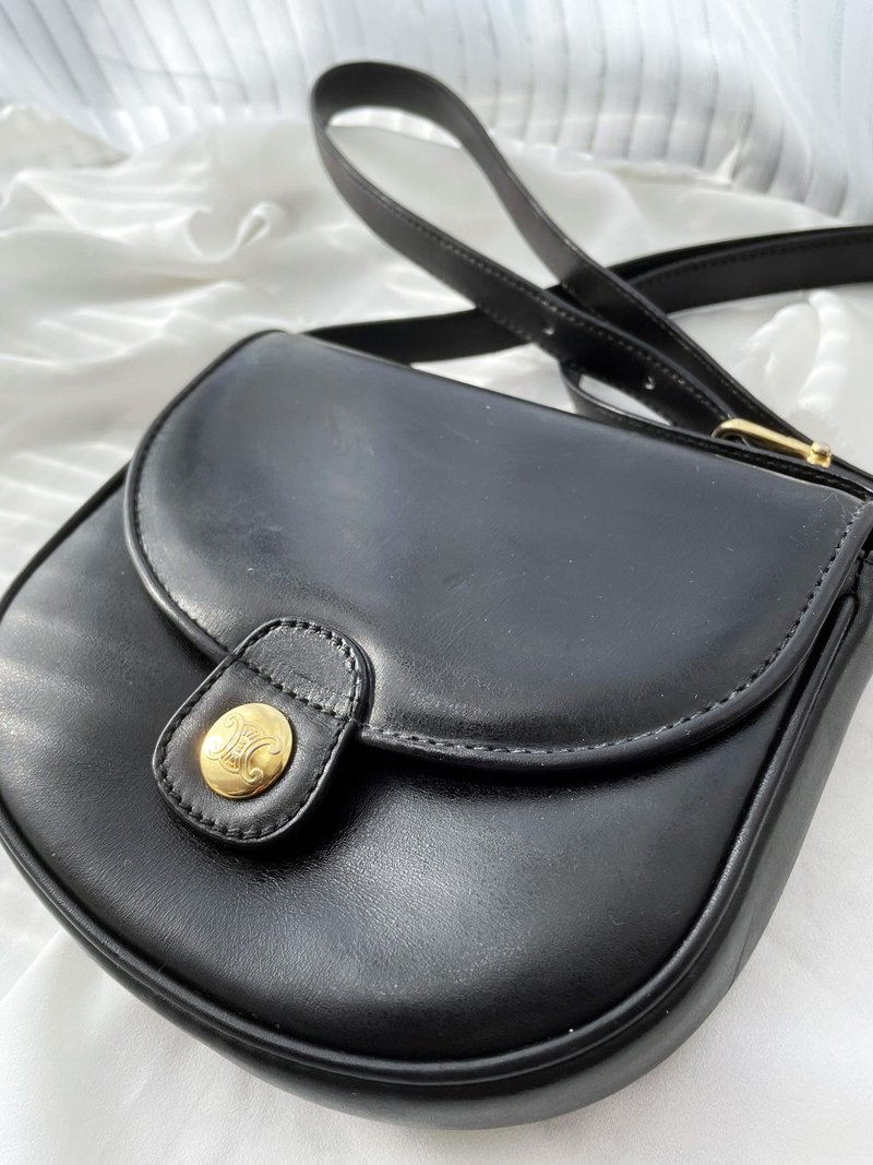 中古包 CELINE 凯旋门 黑 半月包马鞍包单肩包斜背包斜背包斜挎包 - 侧背包/斜挎包 - 真皮 黑色