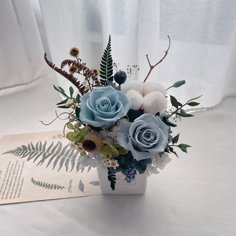 YUNYUN 【莫蓝个性】永生盆花/ S和M尺寸/ 祝贺 乔迁 入新居 - 干燥花/捧花 - 植物．花 蓝色