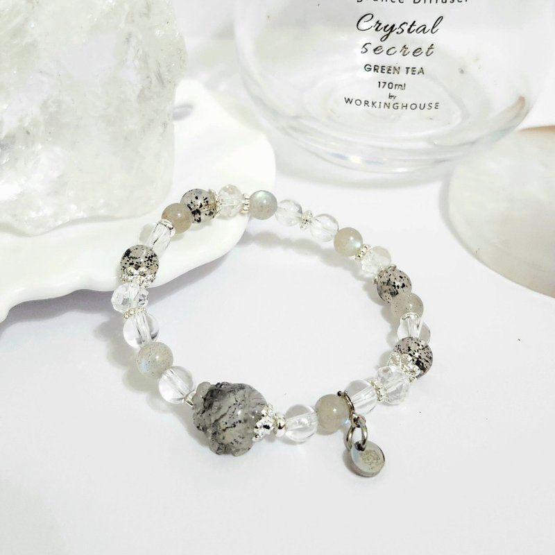 黑云母龙龟设计手链/避邪挡煞、平衡情绪之搭配水晶 - 手链/手环 - 水晶 灰色