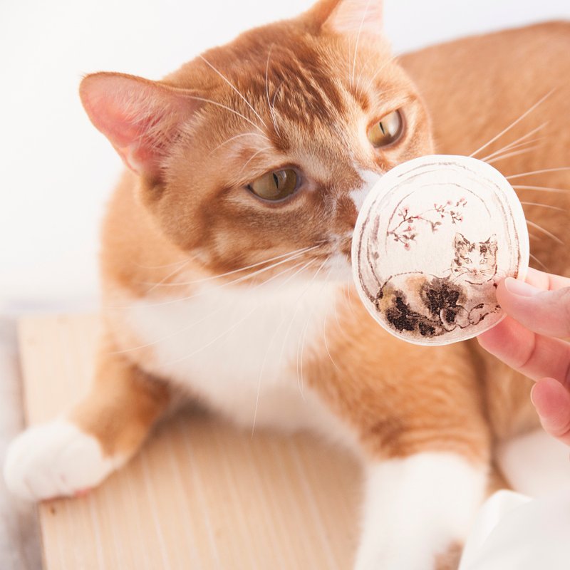 水墨猫咪和纸贴纸 - 窗边的猫 - 贴纸 - 纸 灰色