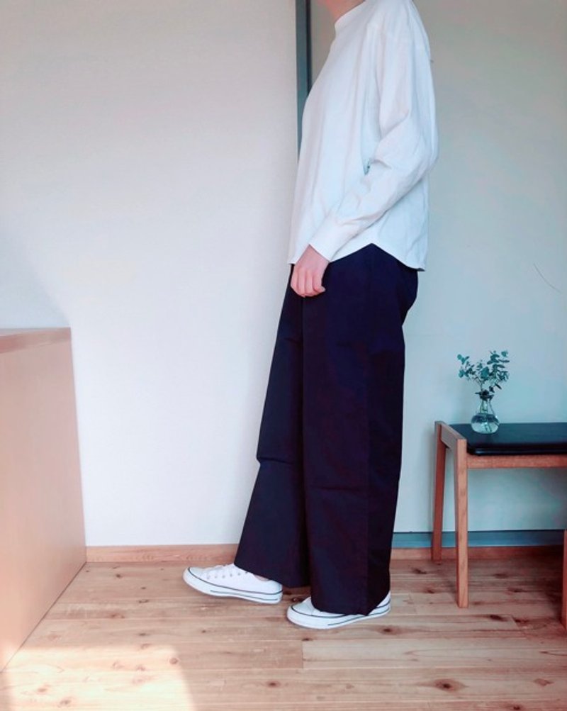 Pinkoi 代购 - 棉质直筒宽裤 海军蓝 - 女装长裤 - 棉．麻 