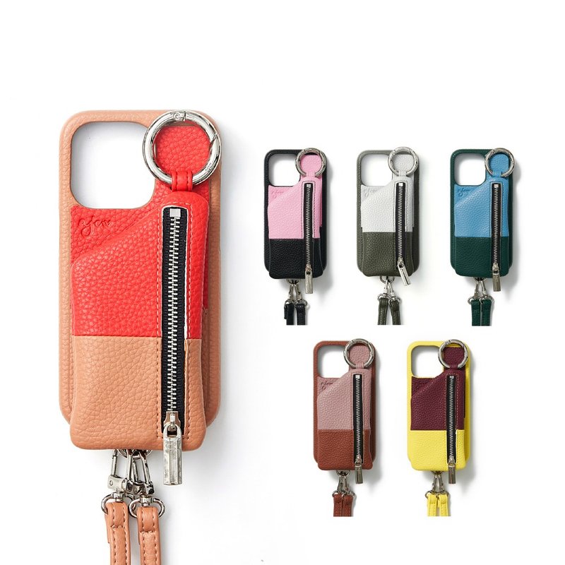 【SALE】ajew cadenas layer 经典款拼接配色拉链口袋手机 (含背带 - 手机壳/手机套 - 人造皮革 黑色