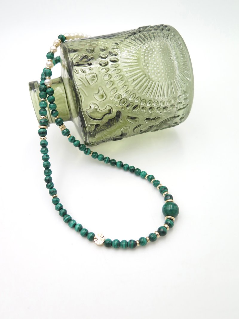 COLE COOL简约渐变孔雀石珍珠颈链 尺寸定制化 - 项链 - 半宝石 绿色