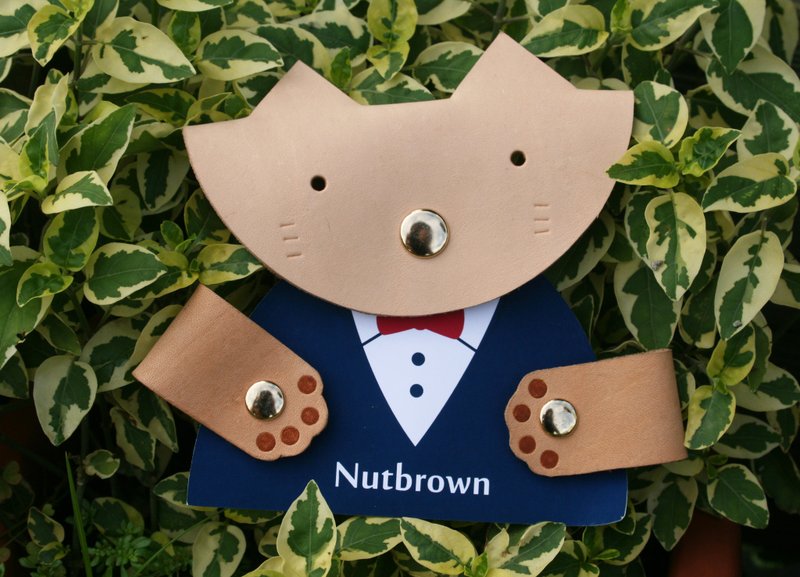 ▎Nutbrown栗色设计 ▎手工真皮-猫咪收线器 集线器/可刻印英文名 - 收纳用品 - 真皮 咖啡色