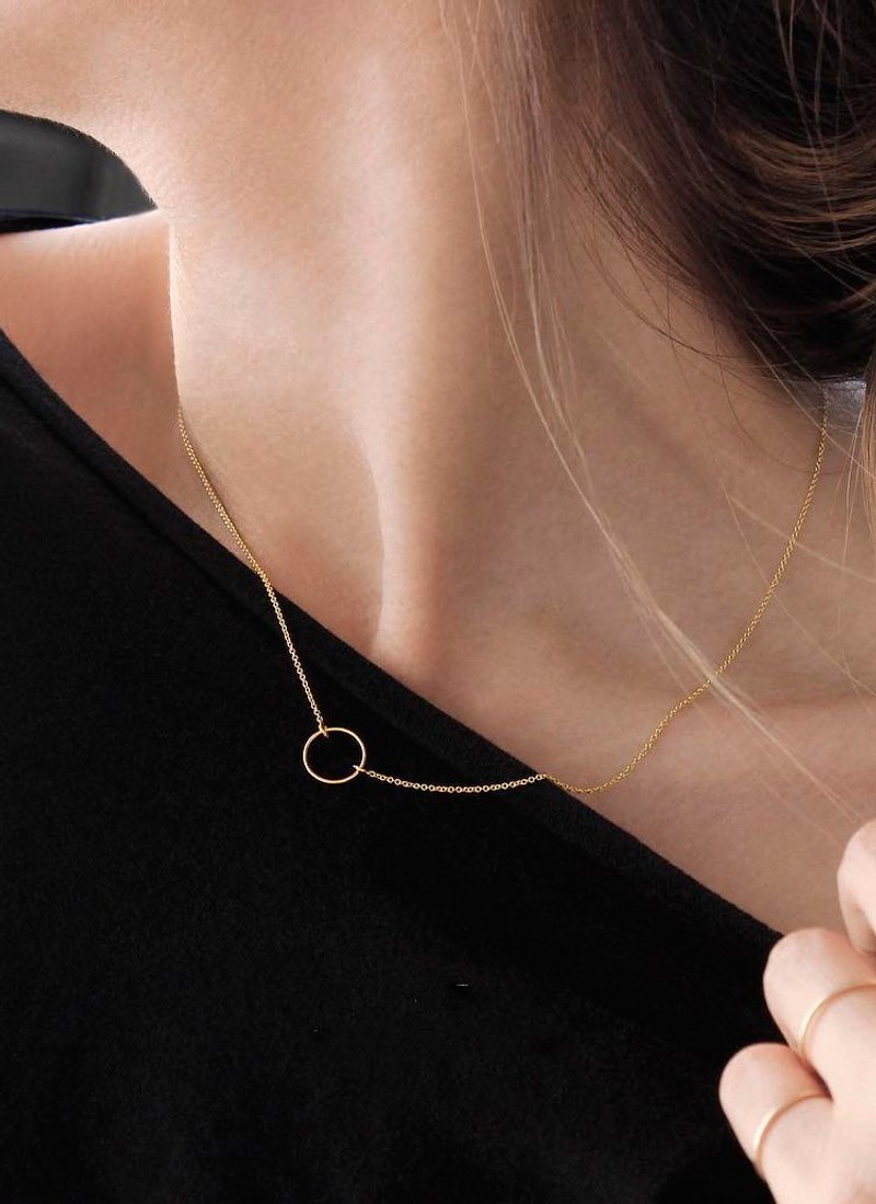 單圓環項鏈 疊戴項鏈組合 925純銀鍍金 - 项链 - 纯银 银色