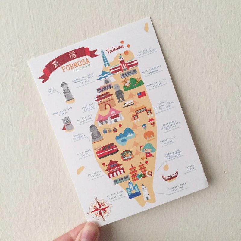 台湾旅行-景点 明信片 - 卡片/明信片 - 纸 橘色