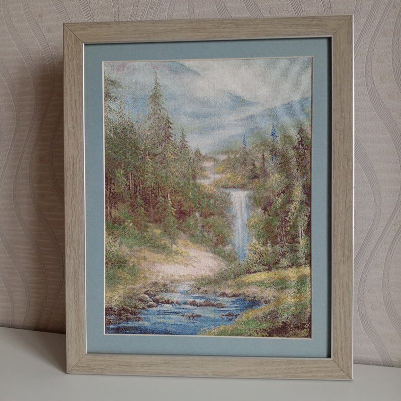 手工瀑布线画帆布墙艺术画适合客厅装饰 - 海报/装饰画/版画 - 棉．麻 绿色