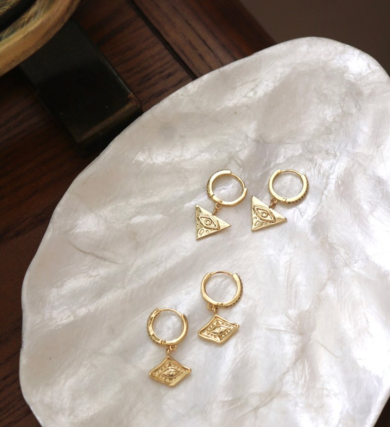 古埃及秘宝 - 耳环/耳夹 - 半宝石 金色