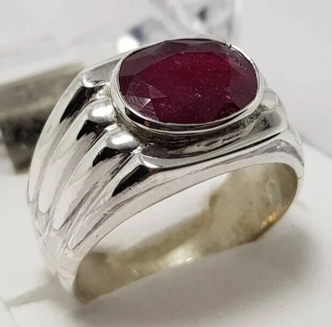 Mens Pigeon Blood Ruby ring winza, Tanzania Yaqoot ring Old ruby mens ring gift - 戒指 - 宝石 红色