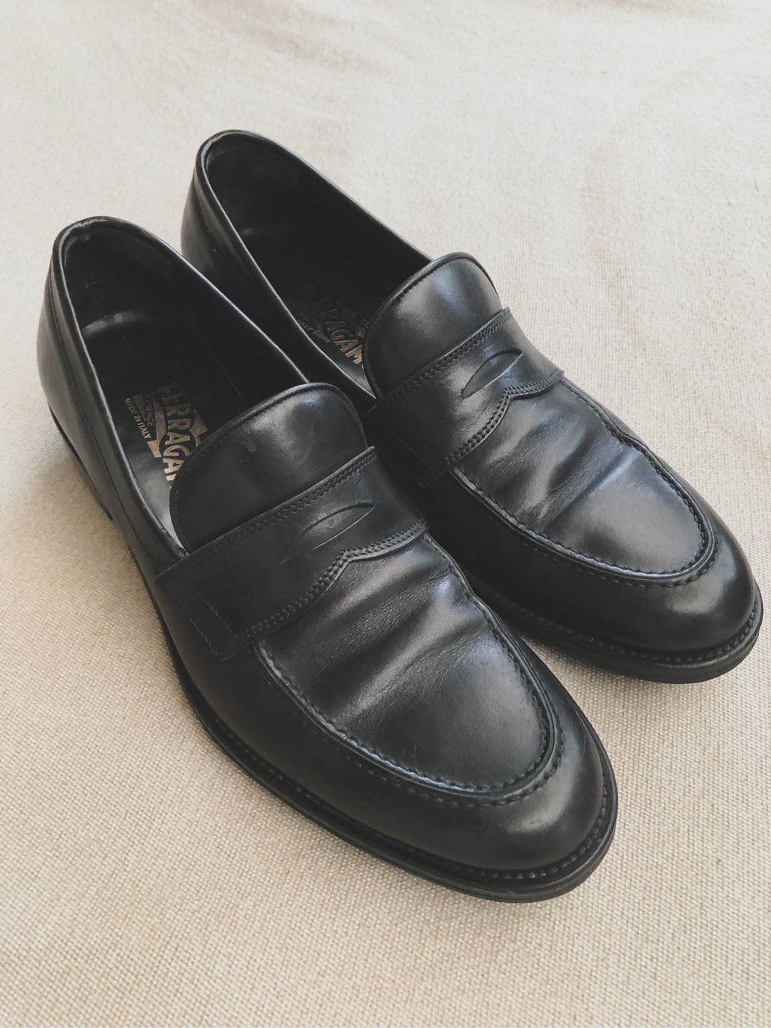 VINTAGE Salvatore Ferragamo Loafers 乐福鞋 - 男款牛津鞋/乐福鞋 - 真皮 黑色