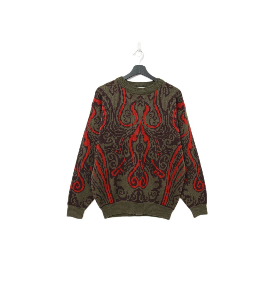 Back to Green-复古毛衣 深墨绿 图腾  ws-28 vintage sweater - 男装针织衫/毛衣 - 聚酯纤维 