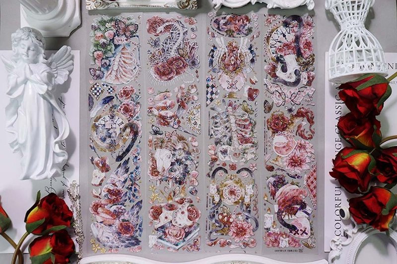 OKMT新七天原创社团咕卡贴纸PET手帐手账胶带 哥特暗黑 蚀骨之花 - 纸胶带 - 塑料 红色