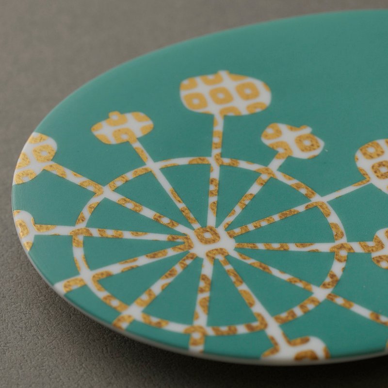 unnamed japan | 美浓烧  (转印)  碟子 / 水车 - 浅碟/小碟子 - 陶 绿色