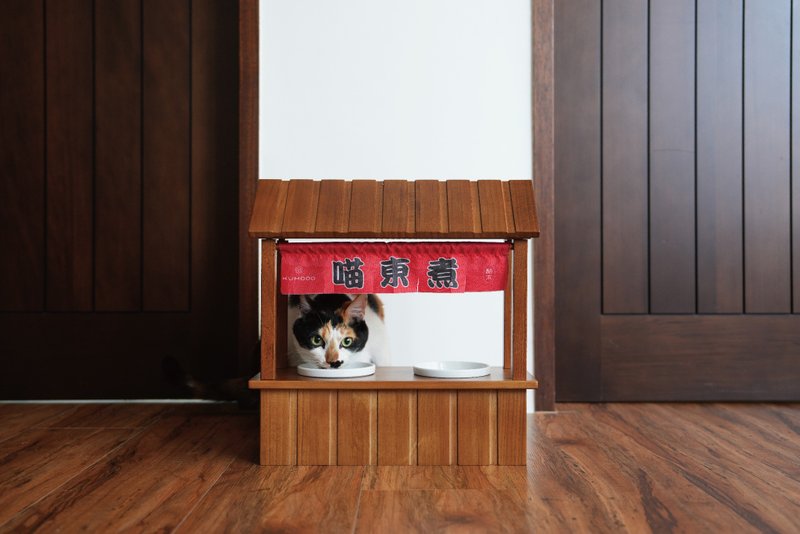NEKO ODEN  喵东煮 造型宠物碗架 台湾制,猫碗,宠物碗 - 碗/碗架 - 木头 