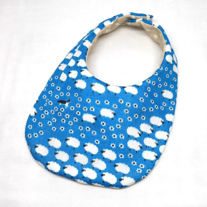 Japanese Handmade 4-layer-double gauze Baby Bib /sheep ranch blue - 围嘴/口水巾 - 棉 蓝色