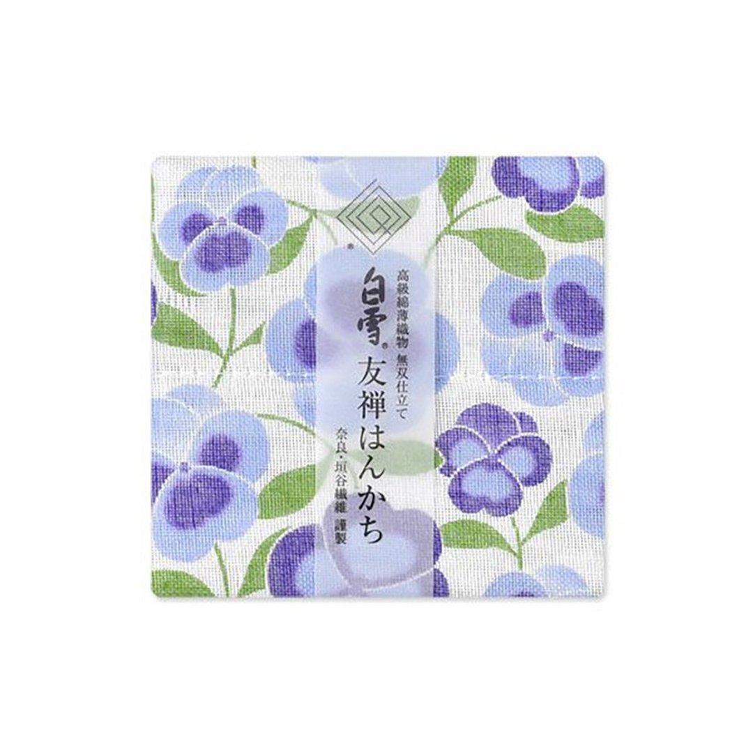 京友禅染手帕 / 三色堇 蓝色 - 手帕/方巾 - 棉．麻 蓝色