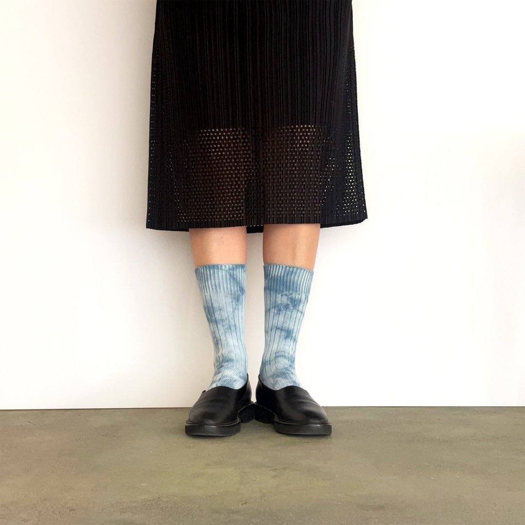 日本制造 靛蓝染色 JAPANBLUE INDIGO DYED SOCKS 厚罗纹针织 #1 - 袜子 - 棉 